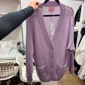 Crush Cashmere Canggu Oversized Cardi Women's Lavender Cardigan Sweater